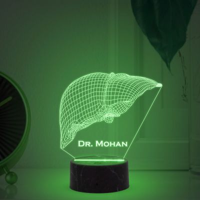 Personalized Led Lamp 3D Illusion Liver Night Light Gift for Hepatologists Doctor